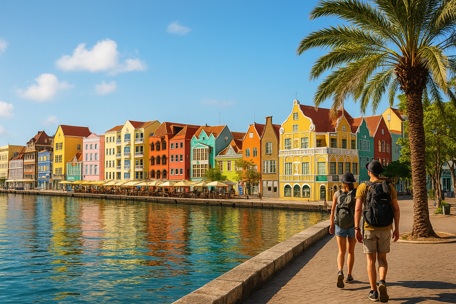 Colorful waterfront buildings of Willemstad on the Caribbean island of Curaçao