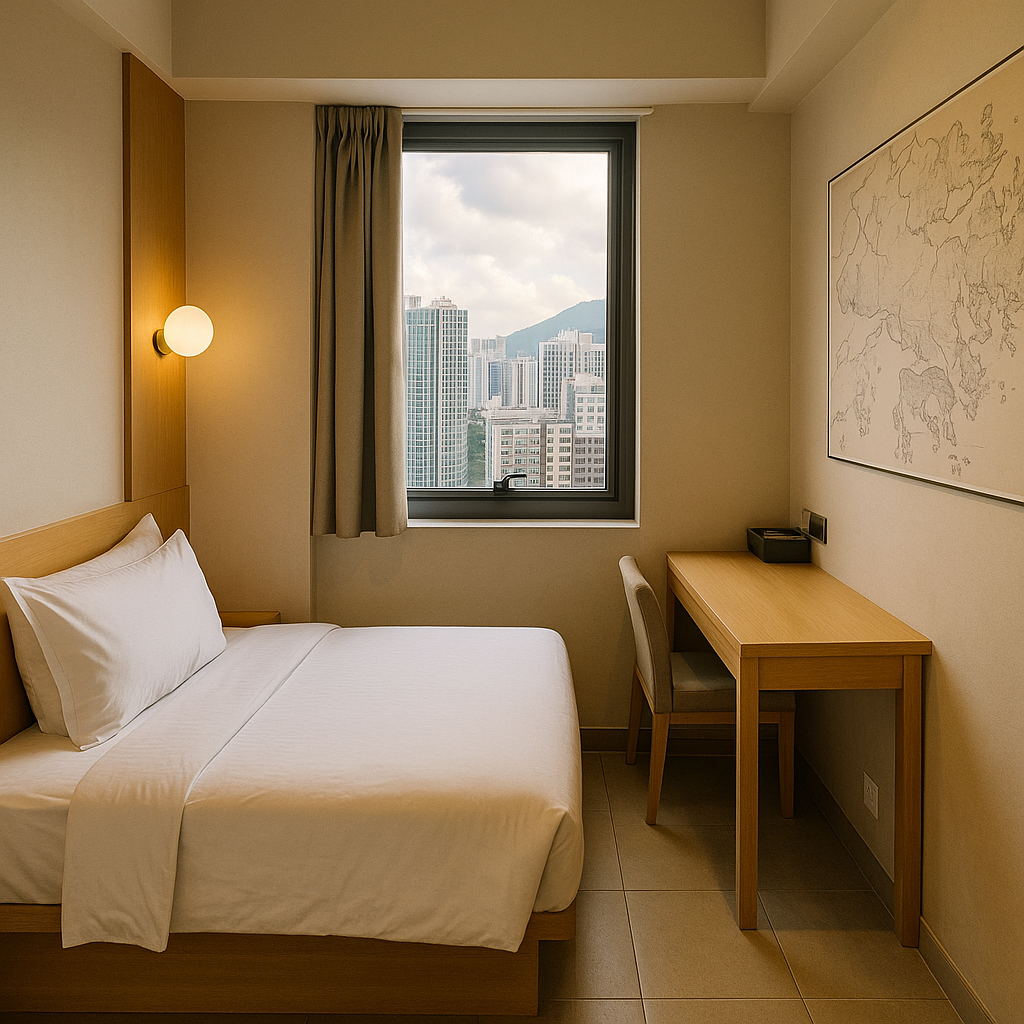 A clean, affordable hotel room in Hong Kong