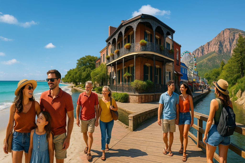 Montage of affordable U.S. vacation destinations