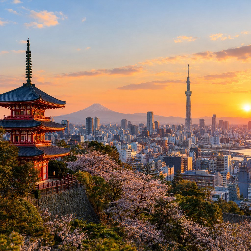 Tokyo neighborhood skyline and streets near popular affordable accommodation areas